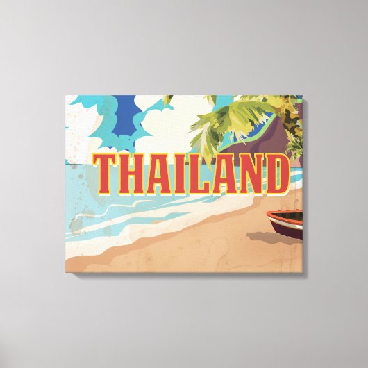 Thailand Vintage Reisposter Canvas Afdruk (Voorkant)