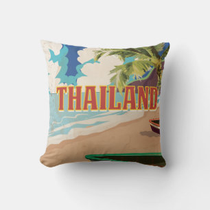 Thailand Vintage Travel Poster Kussen