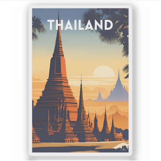 Thailand Vintage Travel Poster Sticker (Voorkant)