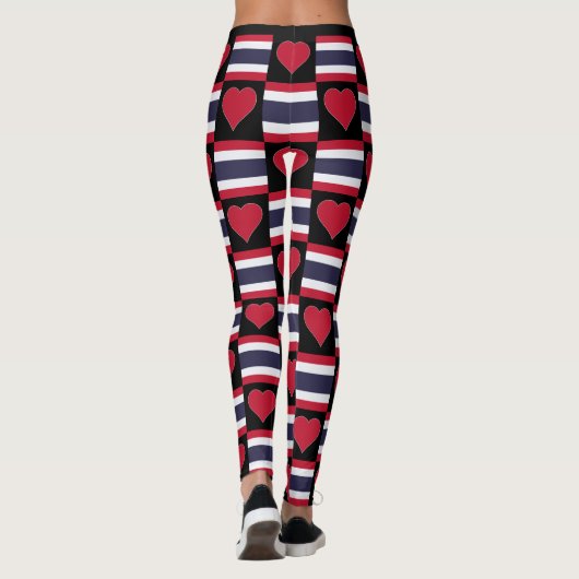 Thailand - Vlag Heart Pattern Cute Patriotic Thai Leggings (Achterkant)