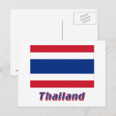 Thailand vlag met naam briefkaart (Voorkant / Achterkant)