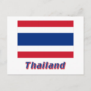 Thailand vlag met naam briefkaart