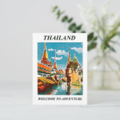 Thailand, welkom in avontuur. Vintage Briefkaart (Staand voorkant)