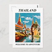 Thailand, welkom in avontuur. Vintage Briefkaart (Voorkant / Achterkant)