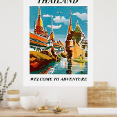 Thailand, welkom in avontuur. Vintage Poster (Keuken)