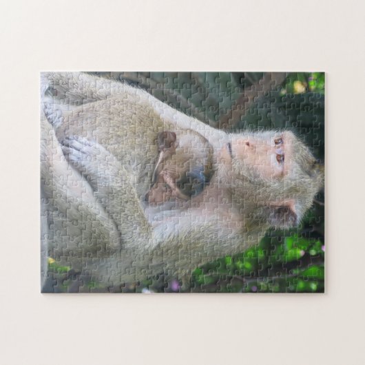 Thaise aap moeder en kind Hug Legpuzzel (Horizontaal)