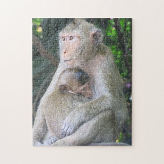 Thaise aap moeder en kind Hug Legpuzzel (Verticaal)