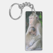 Thaise aap moeder en kind Hug Sleutelhanger (Voorkant Links)