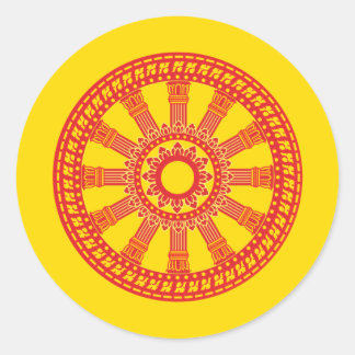 Thaise boeddhistische vlag (De Dpharmacakra vlag) Ronde Sticker