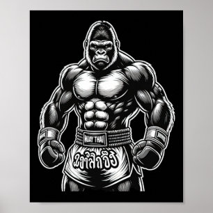 Thaise Boksen en Kickboksen - Muay Thai Gorilla Poster