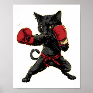 Thaise bokskat Funny Meau Thaise Vechtsporten Poster