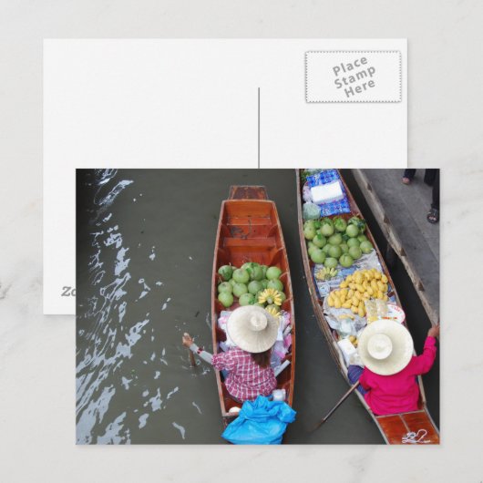 Thaise drijvende markt briefkaart (Voorkant / Achterkant)
