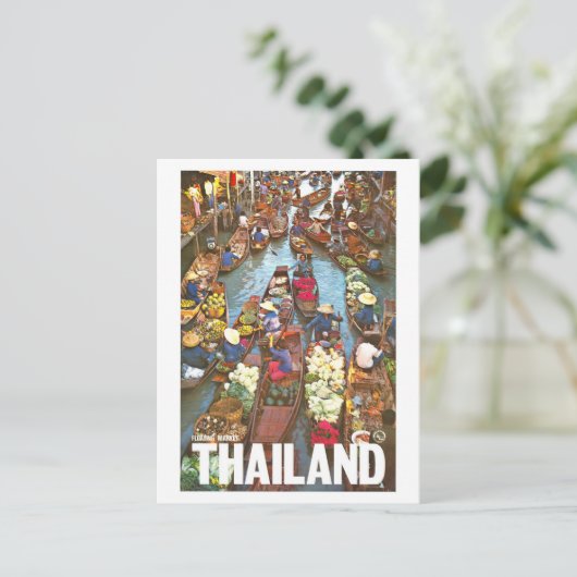  Thaise drijvende markten Briefkaart (Staand voorkant)