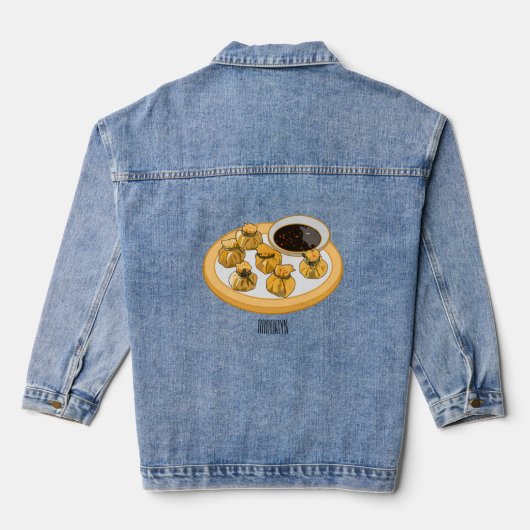 Thaise garnalen cartoon illustratie denim jacket (Achterkant)