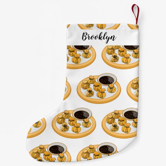 Thaise garnalen cartoon illustratie kleine kerstsok (Achterkant)