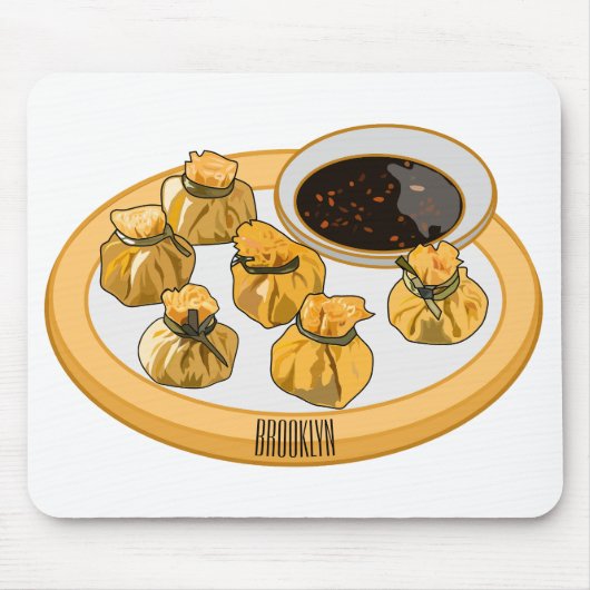 Thaise garnalen cartoon illustratie muismat (Voorkant)