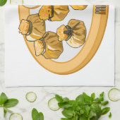 Thaise garnalen cartoon illustratie theedoek (Gevouwen)