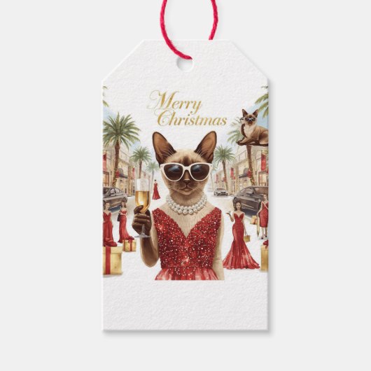 Thaise Kattenkerst uit Californië Cadeaulabel (Voorkant)