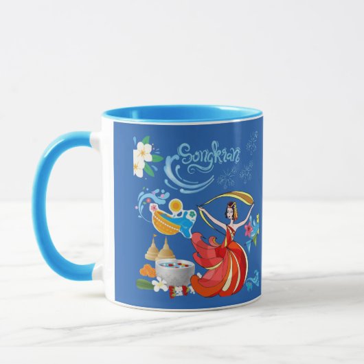 Thaise nieuwe jaar stralend blauw mok (Links)