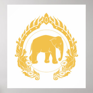 Thaise olifant (goud) poster
