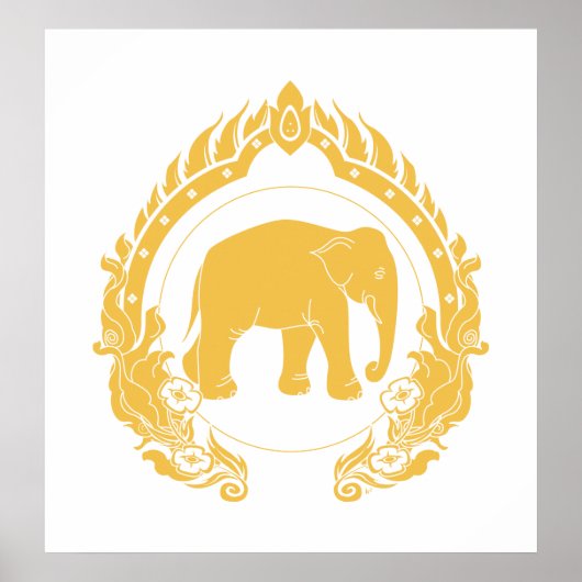 Thaise olifant (goud) poster (Voorkant)