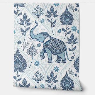 Thaise patroon pastel kleur olifant behang