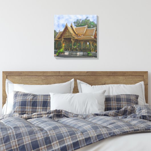 Thaise Paviljoen Kunst - Square Art Canvas Afdruk (Insitu (Slaapkamer))