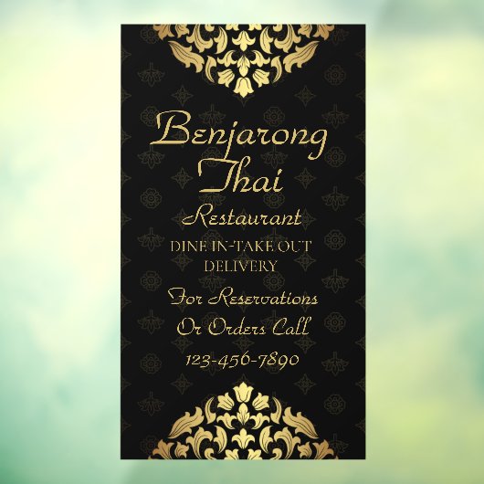 Thaise restaurants met traditionele Thaise kunst a Raamsticker (Vel 3)