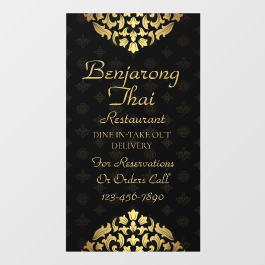 Thaise restaurants met traditionele Thaise kunst a Raamsticker (Vel)