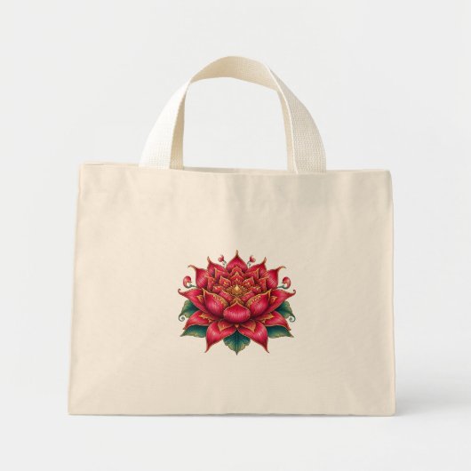 Thaise rode bloem, Thaise kunst, Thais ontwerp, Th Mini Tote Bag (Voorkant)