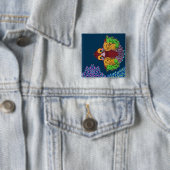 Thaise Schrift Abstracte Vis Kunst | 2" Vierkante Button 5,1 Cm (In situ)