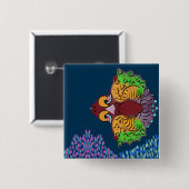 Thaise Schrift Abstracte Vis Kunst | 2" Vierkante Button 5,1 Cm (Voorkant /achterkant)