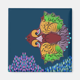 Thaise Schrift Abstracte Vissen Kunst | Vierkante  Magneet