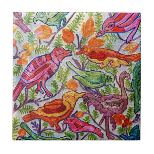 Thaise siervogel schilderij tegeltje