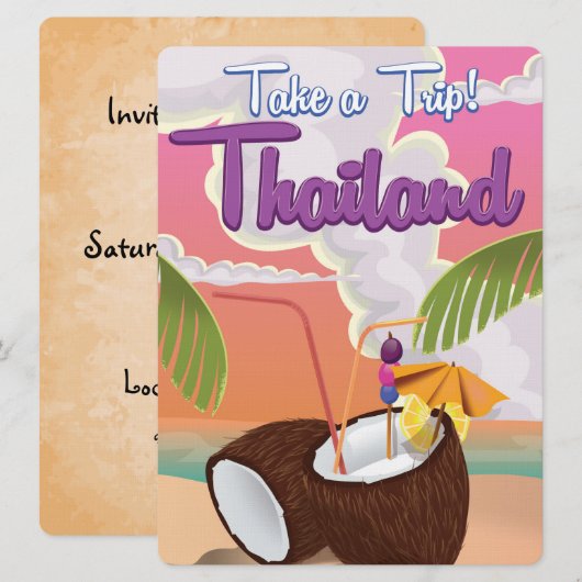 Thaise strandvakantieposter kaart (Voorkant / Achterkant)