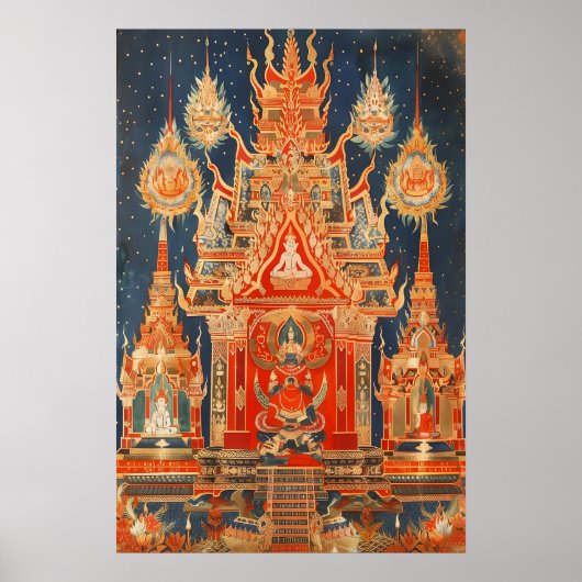 Thaise tempel kunstprint traditionele boeddhistisc poster (Voorkant)