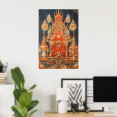 Thaise tempel kunstprint traditionele boeddhistisc poster (Thuiskantoor)