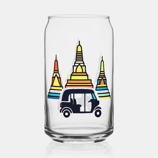 Thaise Tempels En Tuk Tuk's Blikvorm Glas (Voorkant)