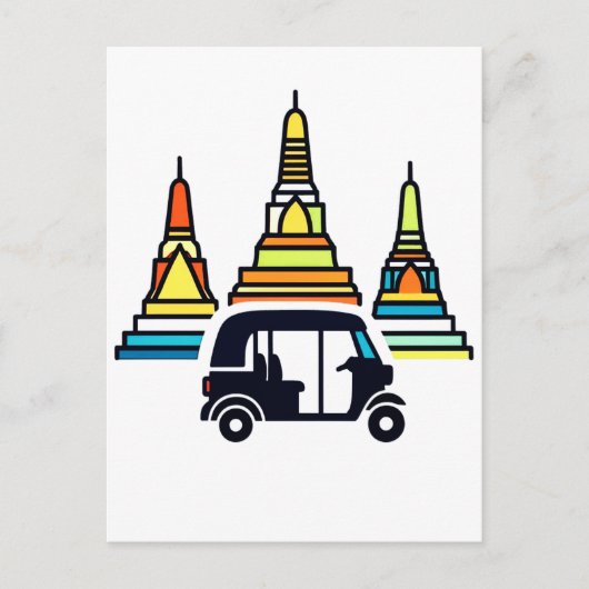 Thaise Tempels En Tuk Tuk's Briefkaart (Voorkant)