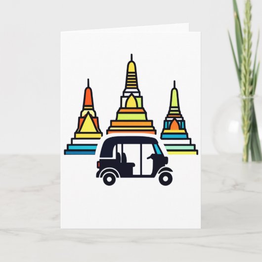 Thaise Tempels En Tuk Tuks Kaart (Voorkant)