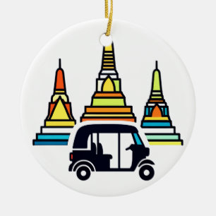 Thaise Tempels En Tuk Tuk's Keramisch Ornament
