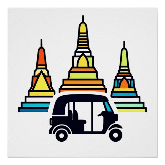 Thaise Tempels En Tuk Tuk's Perfect Poster (Voorkant)