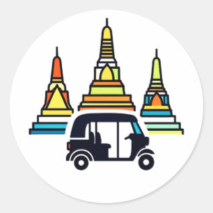 Thaise Tempels En Tuk Tuk's Ronde Sticker