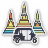 Thaise Tempels En Tuk Tuk's Sticker (Voorkant)