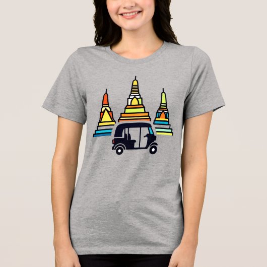 Thaise Tempels En Tuk Tuk's Tri-Blend Shirt (Voorkant)