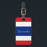 Thaise vlag bagagelabel<br><div class="desc">Thai Thai Thai De vlag van het Koninkrijk Thailand shows vijf horizontale strepen in de kleuren rood,  wit,  blauw,  wit en rood,  waarbij de centrale blauwe streep tweemaal zo breed is als elk van de andere vier. #thailand #thai #koninkrijk #vlag</div>