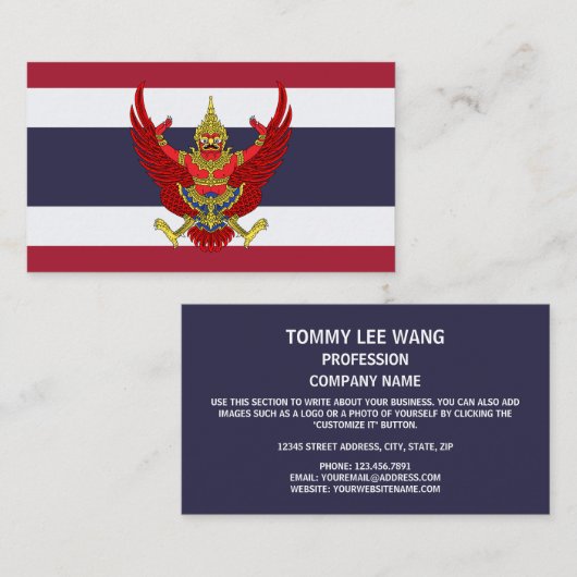 Thaise vlag & embleem, vlag van Thailand Visitekaartje (Voorkant / Achterkant)