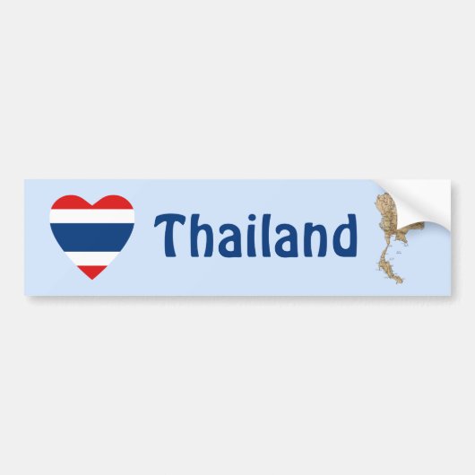 Thaise vlag Heart + Map Bumpersticker (Voorkant)