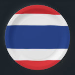 Thaise vlag papieren bordje<br><div class="desc">Thai Thai Thai De vlag van het Koninkrijk Thailand shows vijf horizontale strepen in de kleuren rood,  wit,  blauw,  wit en rood,  waarbij de centrale blauwe streep tweemaal zo breed is als elk van de andere vier. #thailand #thai #koninkrijk #vlag</div>