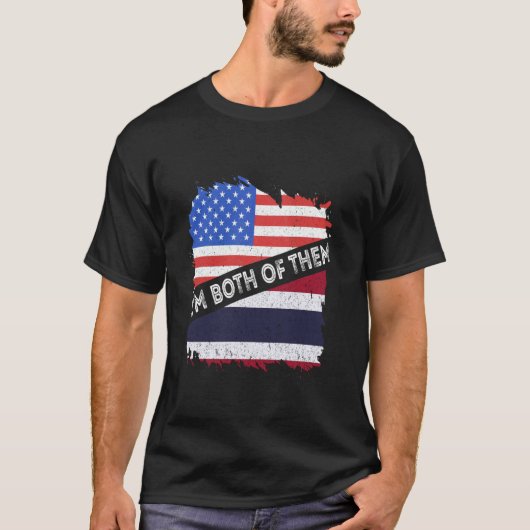 Thaise Vlag VS Amerika Ik Ben Beide Thaise Ro T-shirt (Voorkant)